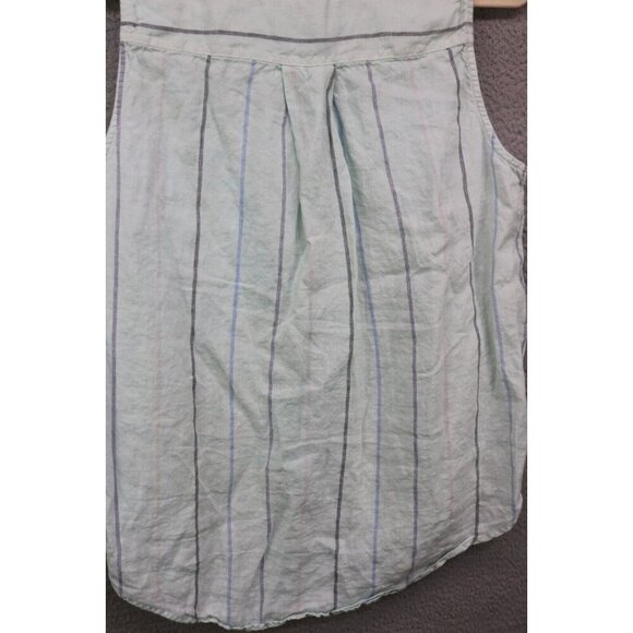 C & C California Sleeveless 100% Linen Button Up Tunic-Size Large-Beachy - Picture 7 of 8